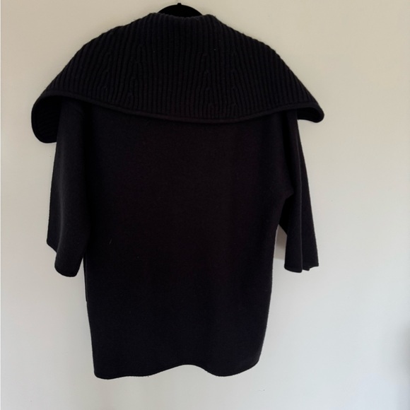 Vince - Black Womens Coat with Ribbed collar. - Picture 3 of 4